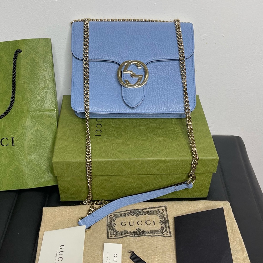 Gucci Blue Leather Shoulder Bag